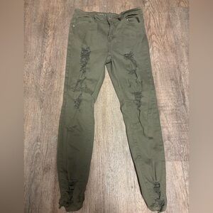 VIP Jeans Distressed Oilive Green Skinny Jeans